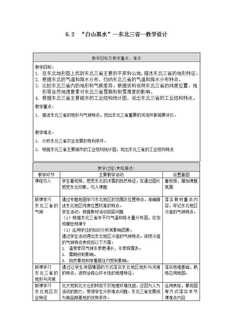 6.2 “白山黑水”--东北三省（课件+教学设计+练习+学案）01