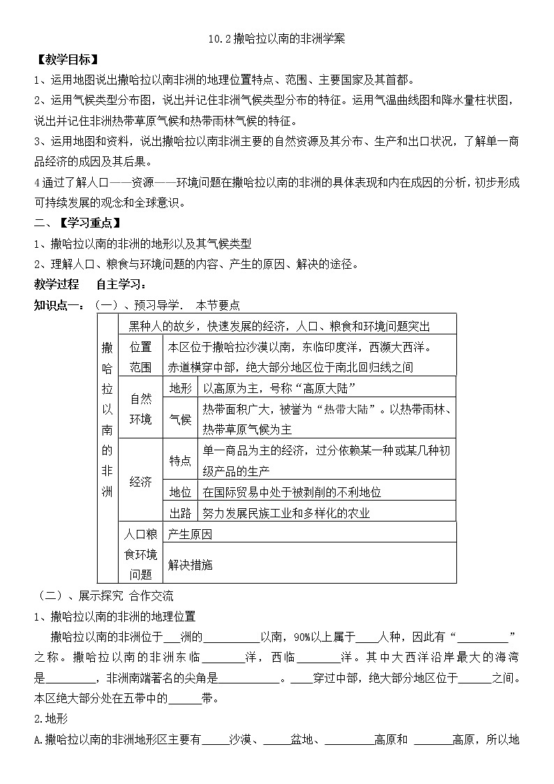 10.2 撒哈拉以南的非洲（课件+教案+练习+学案）01