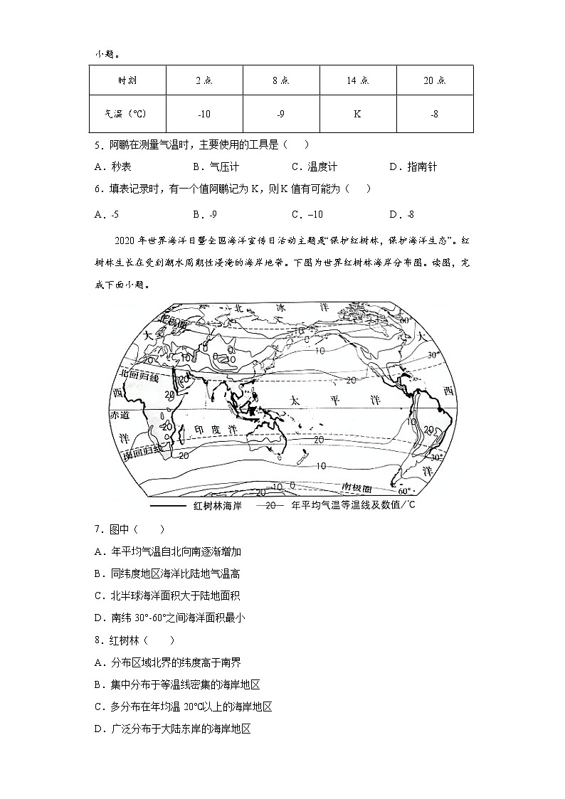 专题03天气和气候-备战2022年中考地理二轮复习题型专练（原卷版）第2页
