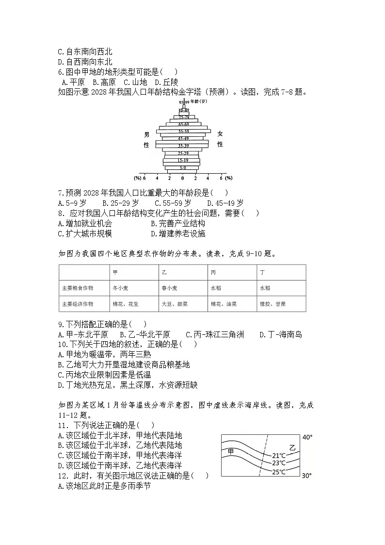 2022年内蒙古乌海市第二中学中考一模地理试题（word版含答案）第2页