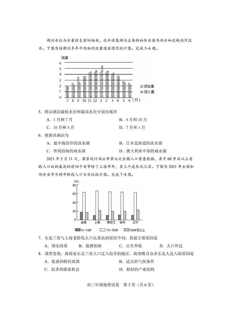 2022年天津和平区高三一模地理试卷及解析02