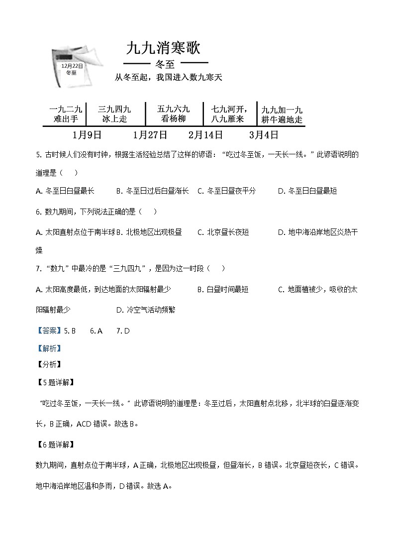 精品解析：2021年山东省聊城市茌平区、临清市中考二模地理试题（解析版+原卷板）03