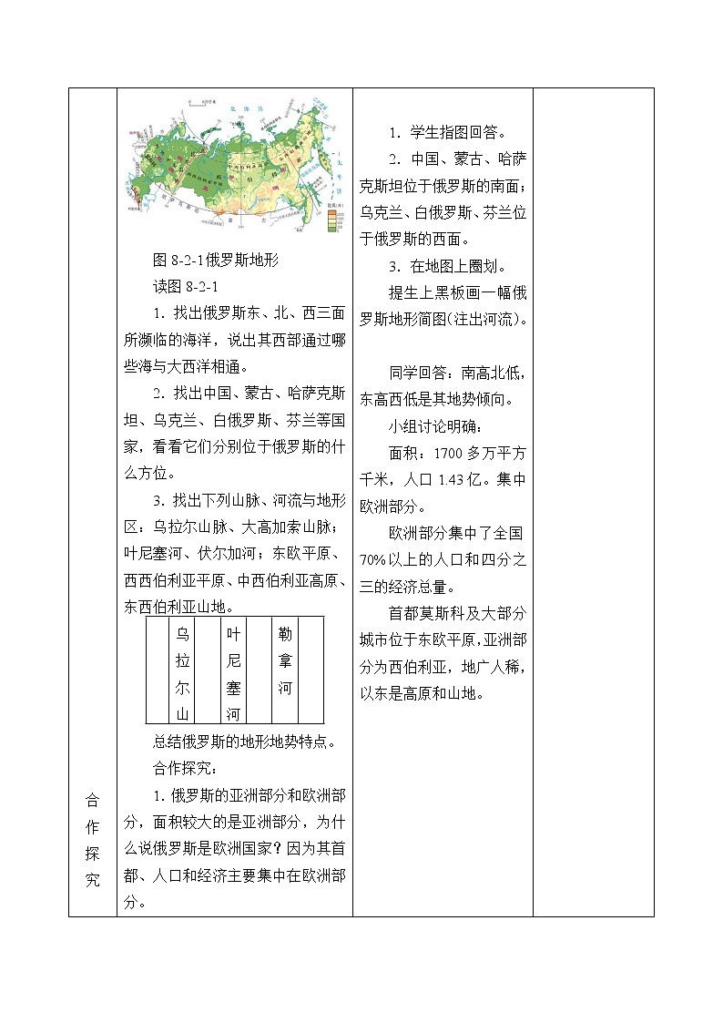 商务星球版七年级地理下册 第八章 第二节 俄罗斯_ 教案第3页