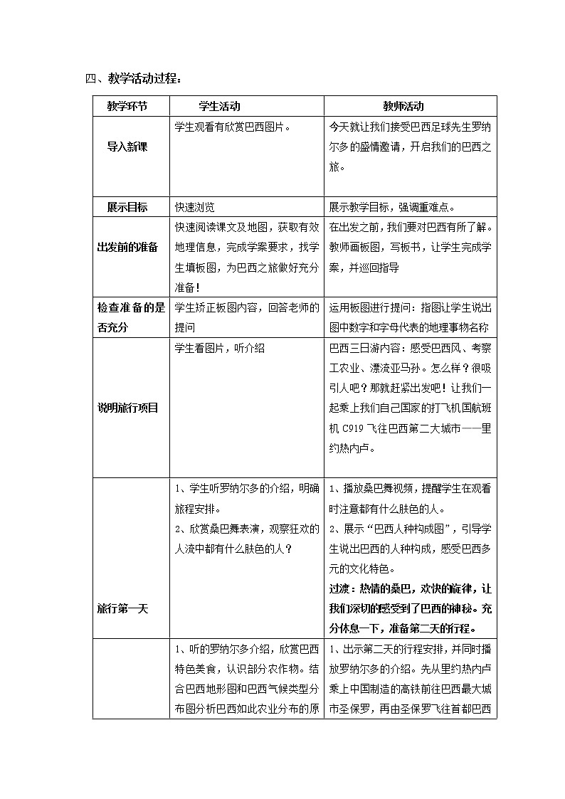 商务星球版七年级地理下册 第八章 第五节 巴西(12) 教案第2页