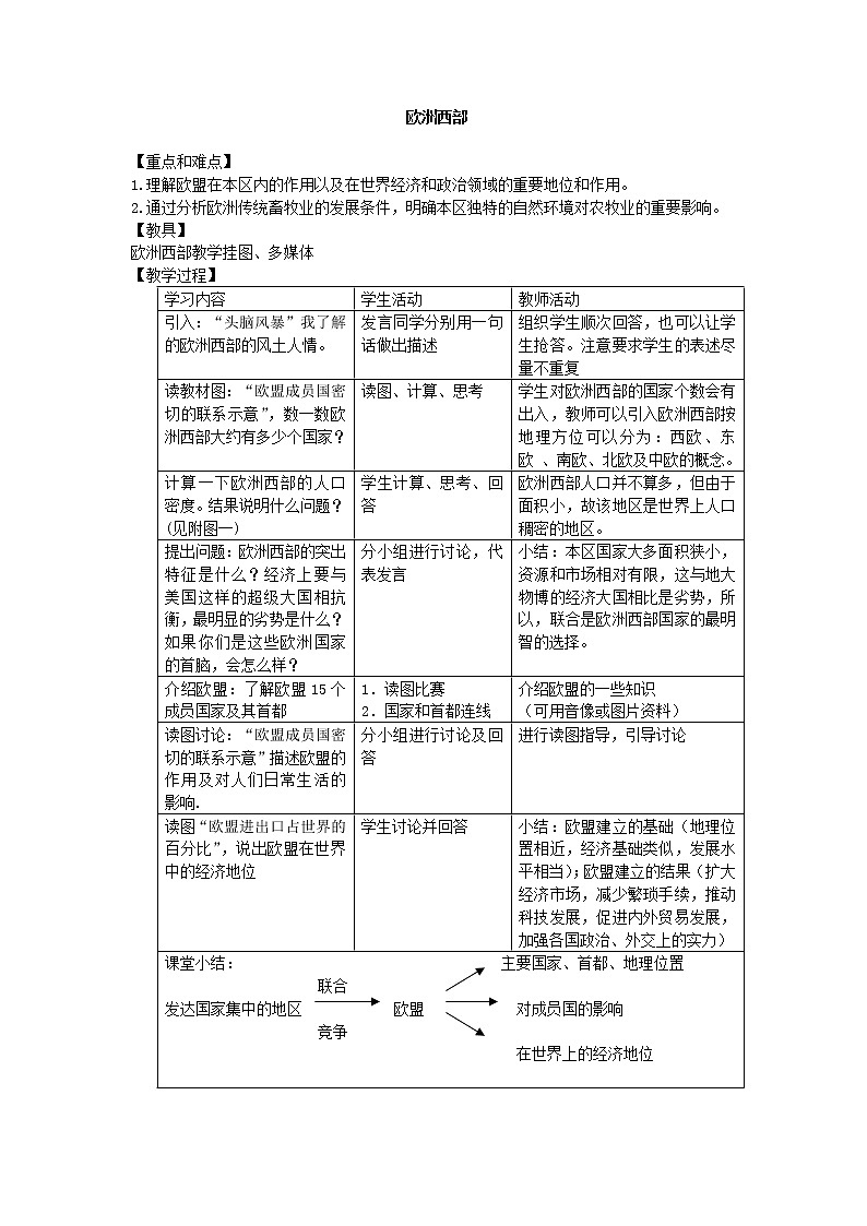 鲁教版（五四制）地理六年级下册 第八章第二节欧洲西部_3（教案）第1页