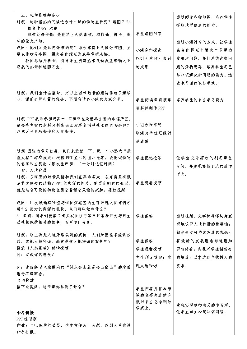 鲁教版（五四制）地理六年级下册 第七章第二节东南亚(3)（教案）第2页
