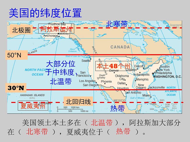 2022年人教版七年级地理下册第9章第1节美国课件 (1)第5页