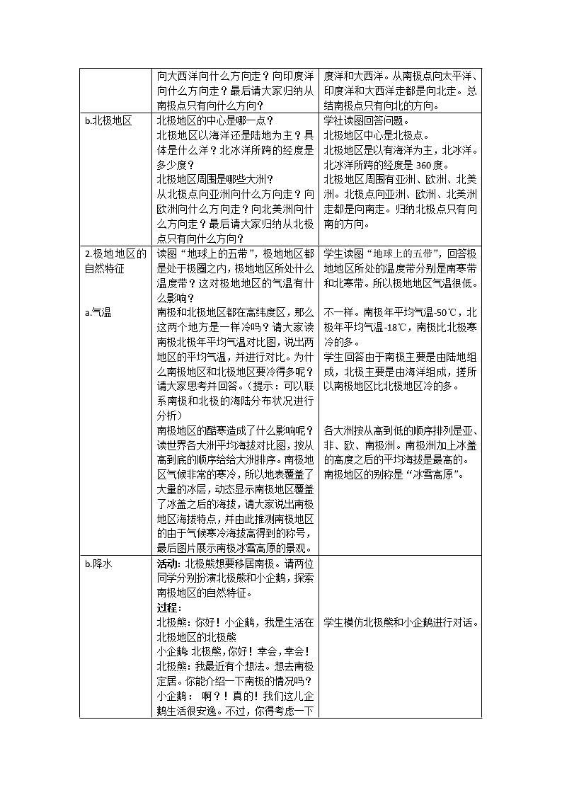 2022年人教版七年级地理下册第10章极地地区教案 (2)第2页