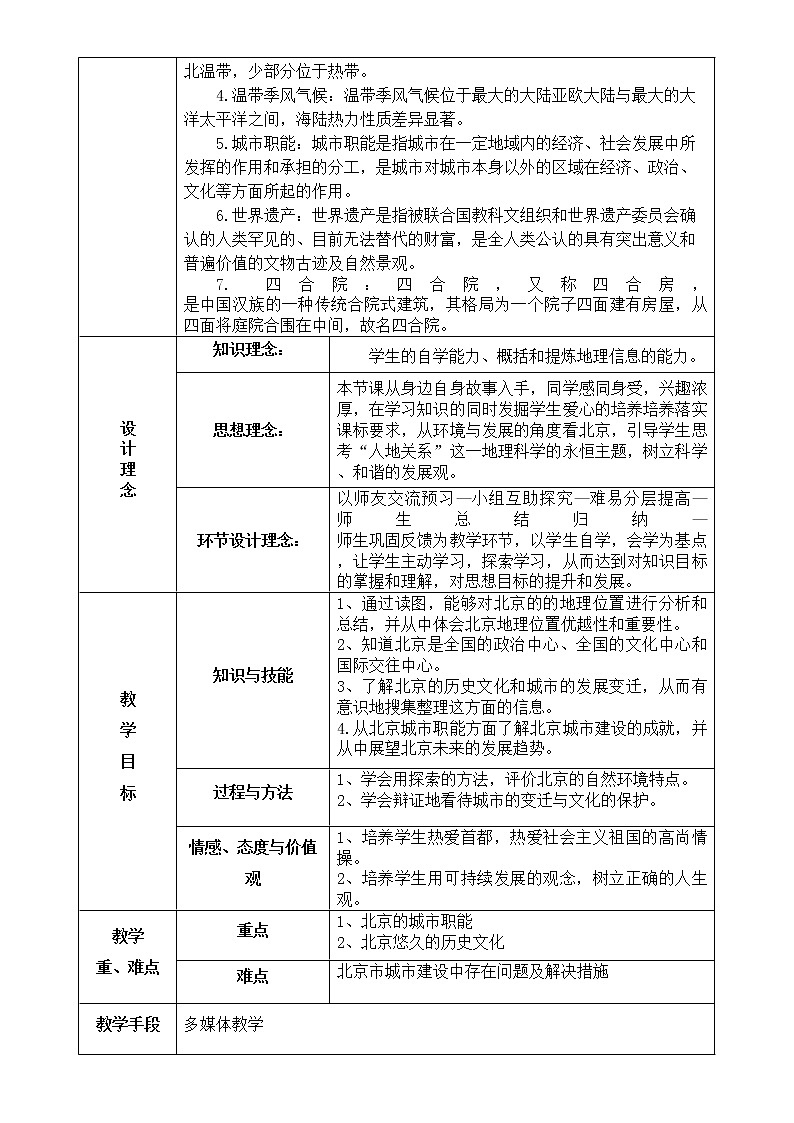2022年人教版八年级地理下册第6章第4节祖国的首都——北京教案 (3)第2页