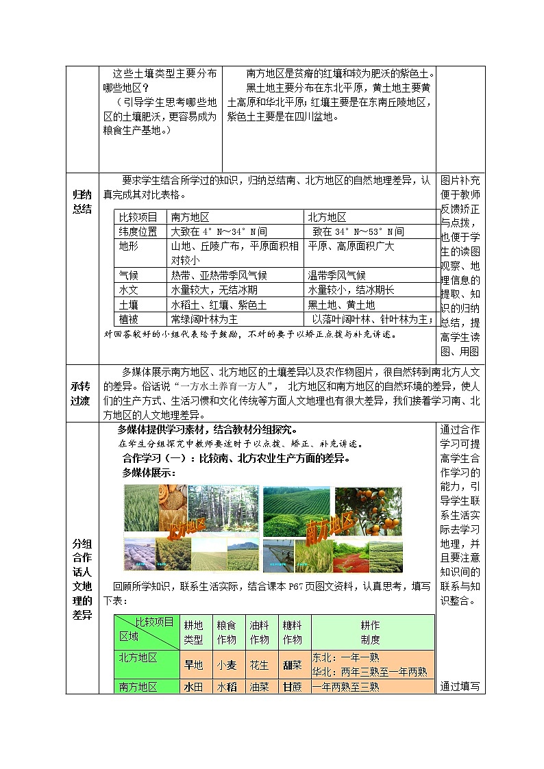 2022年商务星球版八年级地理下册第7章活动课认识南方地区和北方地区的区域差异教案 (1)03