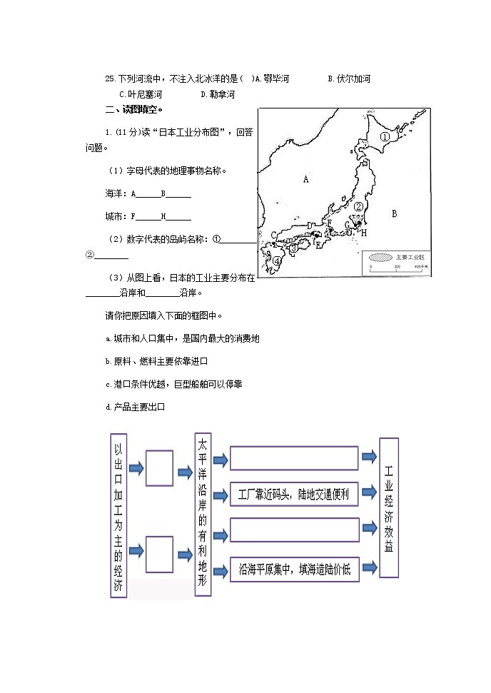 7《我们邻近的国家和地区》单元测试  （含答案）03