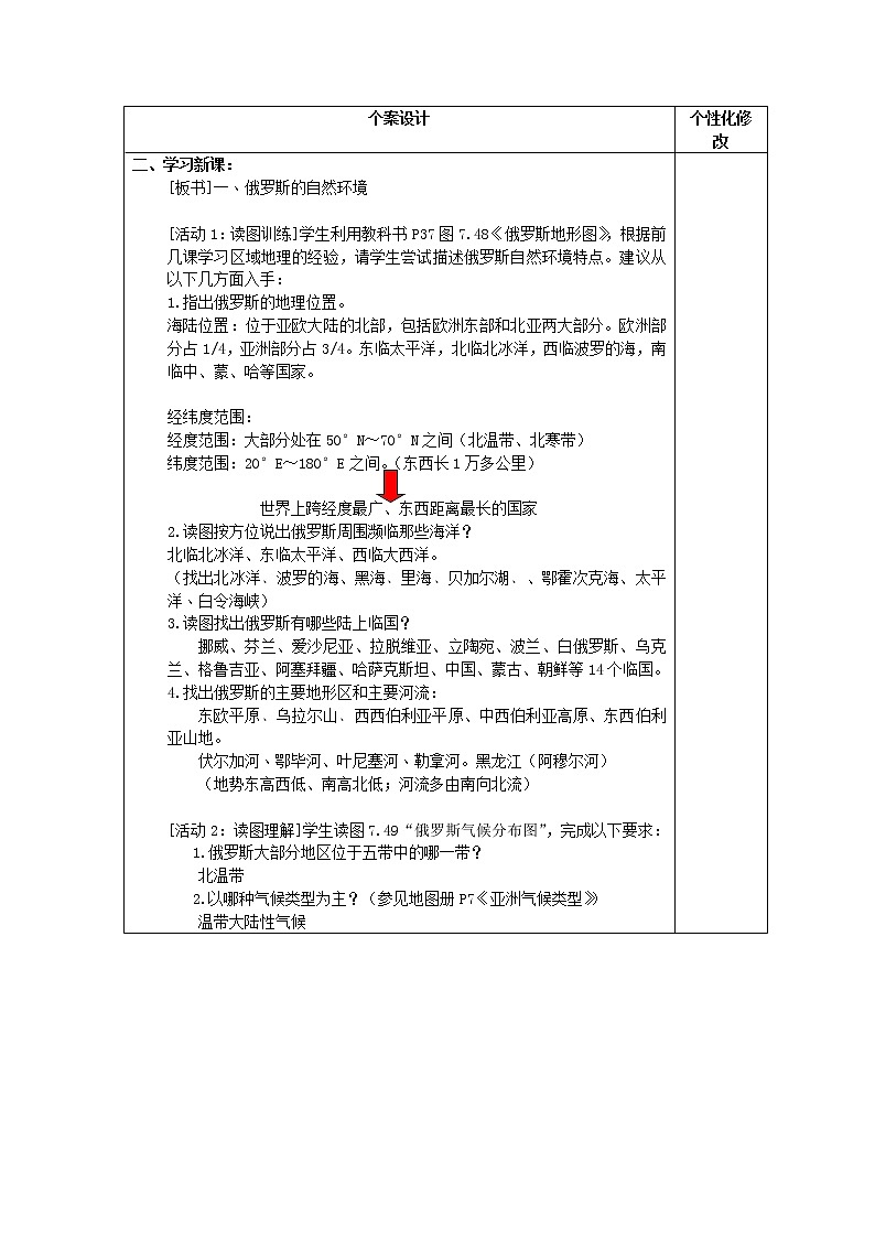 商务星球版地理 七下 8.2俄罗斯 教案第2页