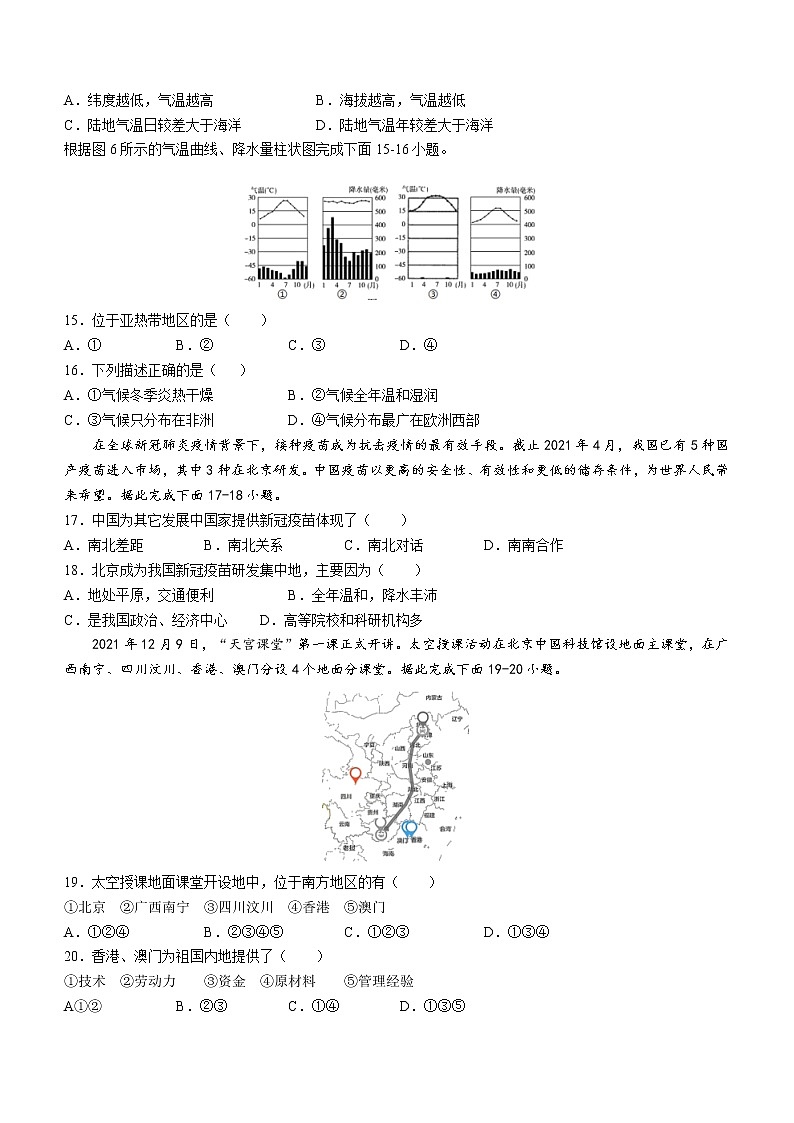 2022年海南省陵水县中考一模地理试题03