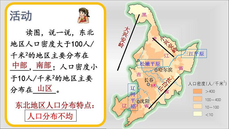 湘教版八下地理 6.2东北地区的人口与城市分布 课件第4页