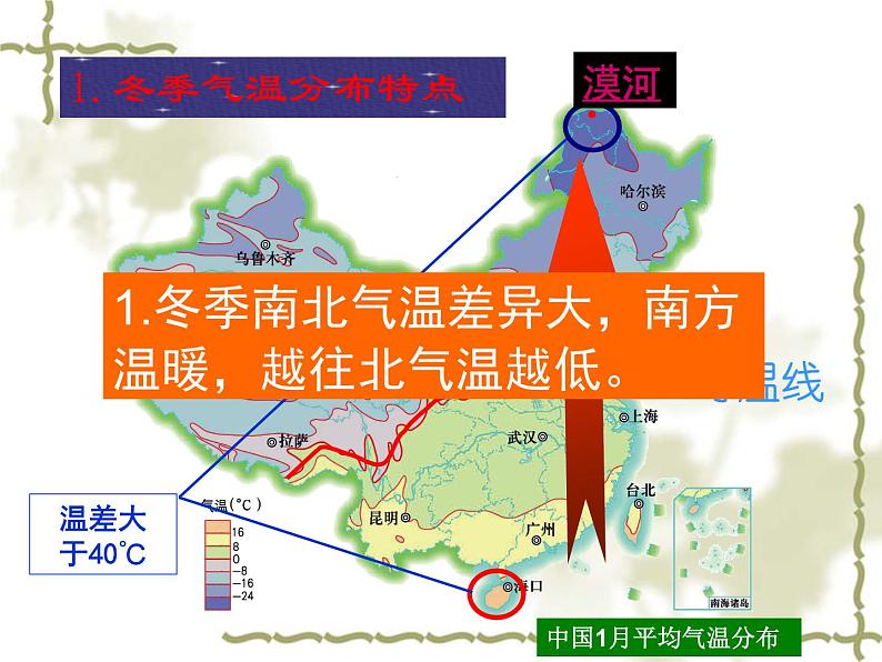 初中地理 湘教课标版 八年级上册中国的气候--气温 课件08