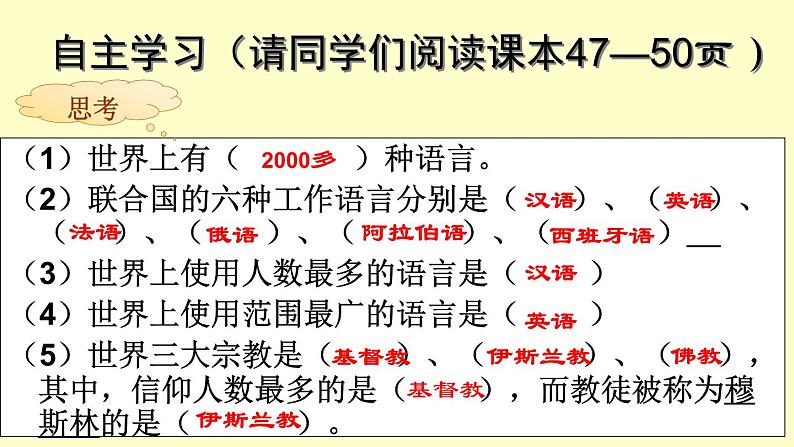 初中地理 湘教课标版 七年级上册 世界的语言与宗教 课件第5页