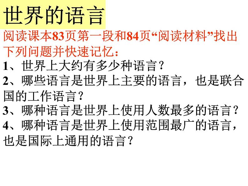 初中地理 湘教课标版 七年级上册 世界的语言与宗教   课件第2页