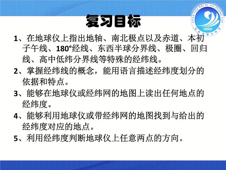 初中地理 湘教课标版 七年级上册 认识地球《地球仪复习课》课件第4页