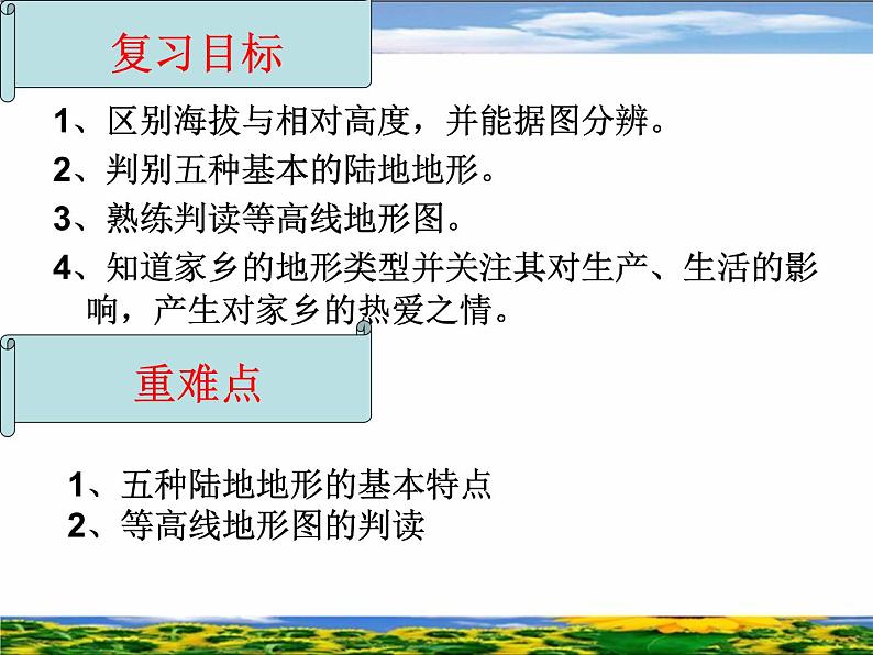 初中地理 粤人课标版 七年级上册 等高线与地形图的判读   课件第3页