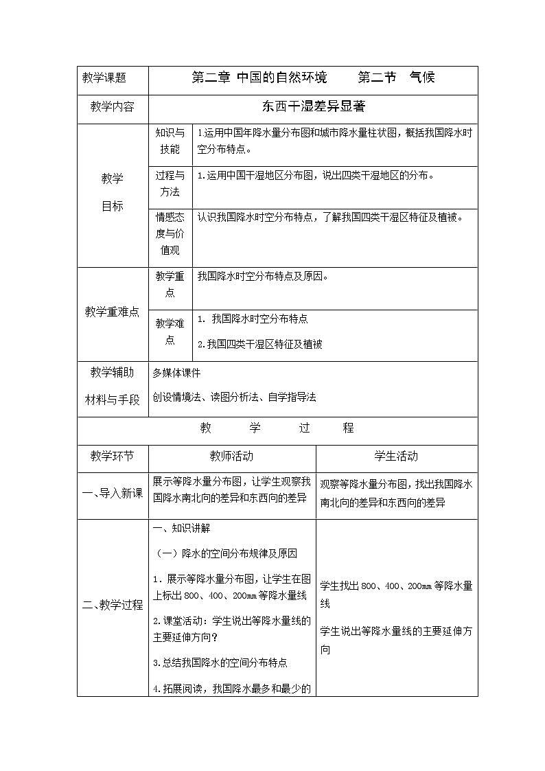 人教版八上2.2 气候（第二课时）课件+教案+同步练习01
