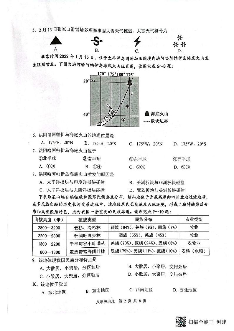 2022年广东省江门市新会区中考一模地理试题02