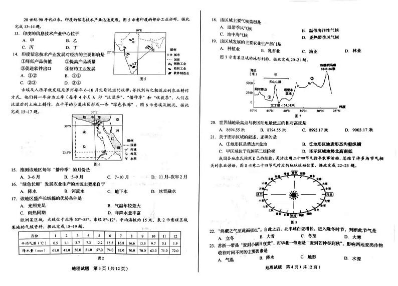 2021年山东省青岛市中考地理真题（扫描版，无答案）02