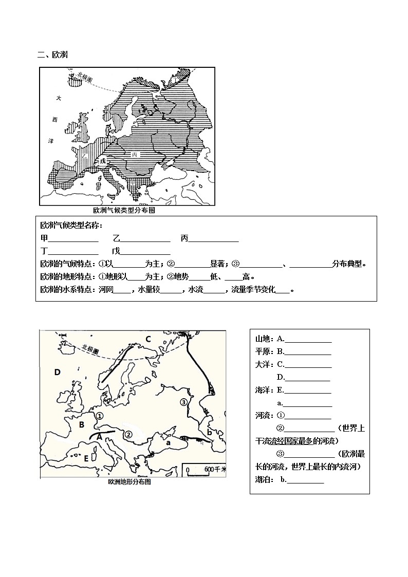 湘教版 七年级地理 第六章 认识大洲期末默写资料第2页