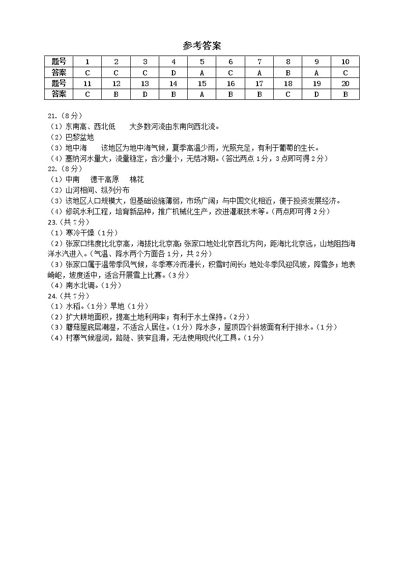 2022年山东省菏泽市单县中考一模地理试题（含答案）01