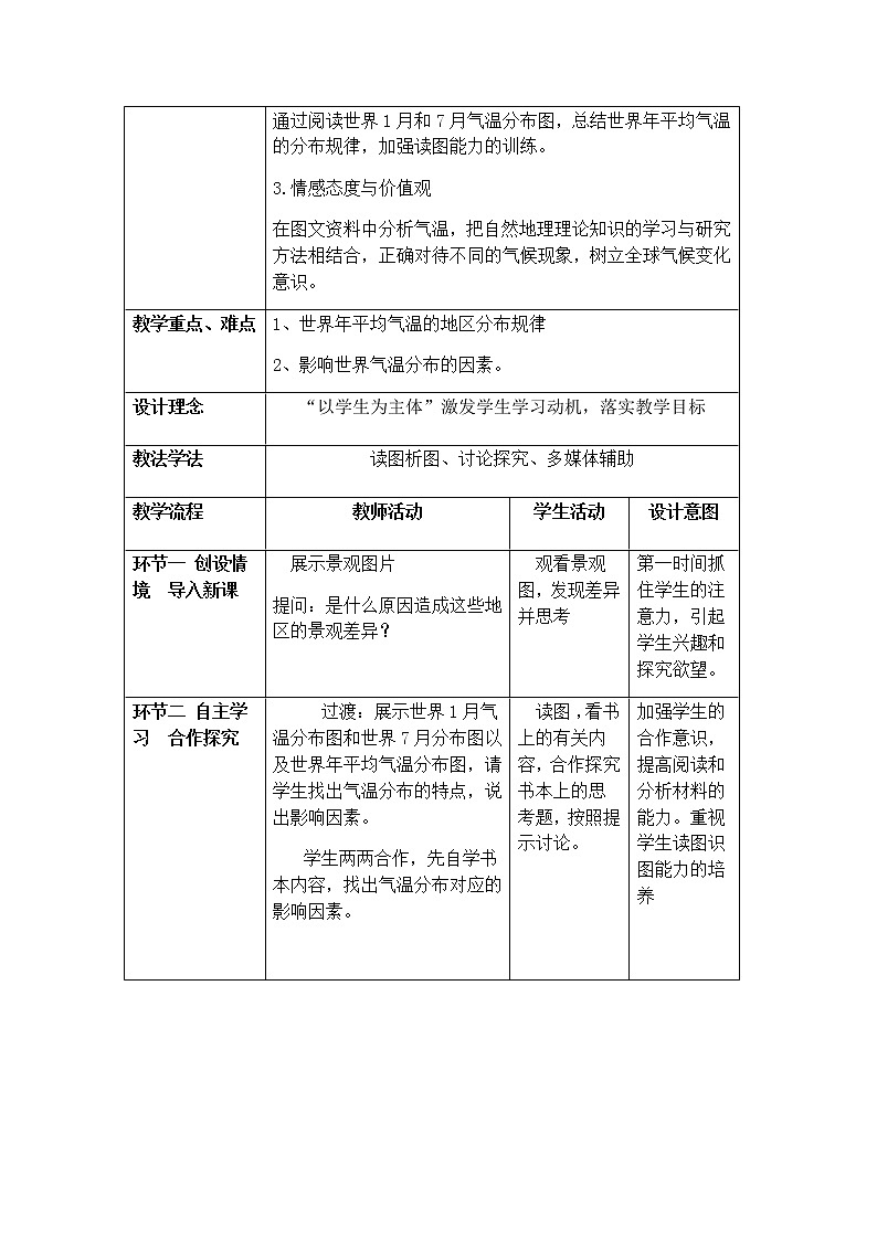 2.1 世界的气温和降水 教学设计-中图版八年级上册初中地理第2页