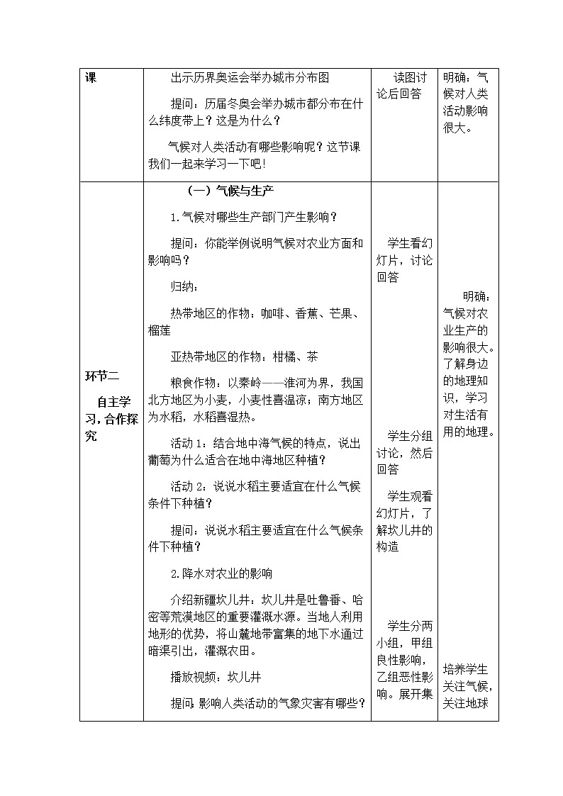 2.3 气候与人类活动 教学设计-中图版八年级上册初中地理02