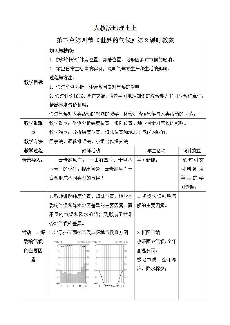 人教版七上3.4《世界的气候》第2课时 课件+教案+练习01
