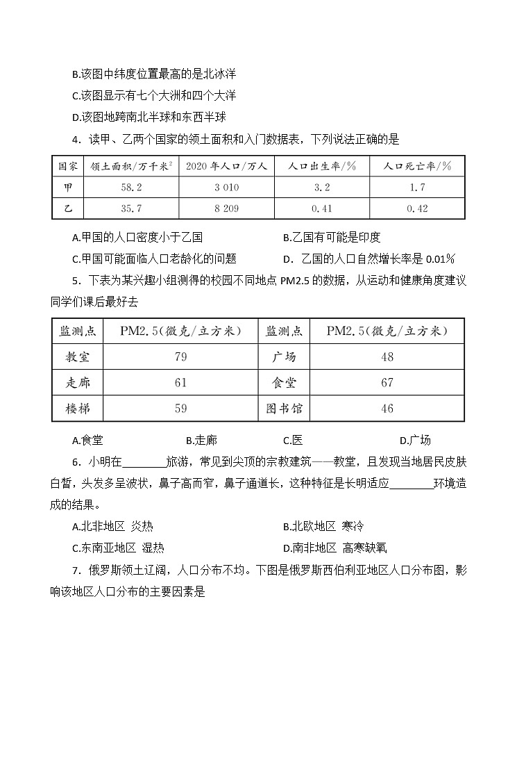 2022年湖南省长沙市初中毕业学业考试名校模拟联考地理卷（二） (word版无答案)第2页