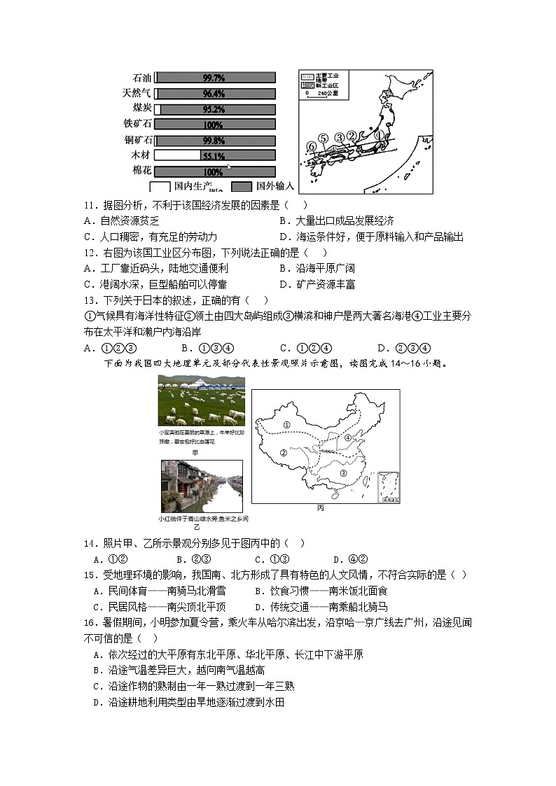 2022年山东省临沂市临沭县中考二模地理试题（含答案）03