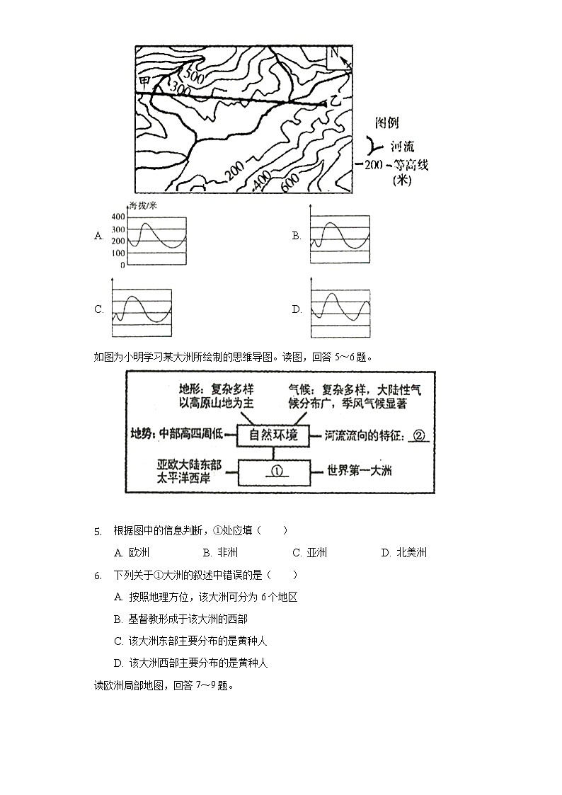 2022年青海省海东市互助县中考模拟地理试卷（一） (word版含答案)02