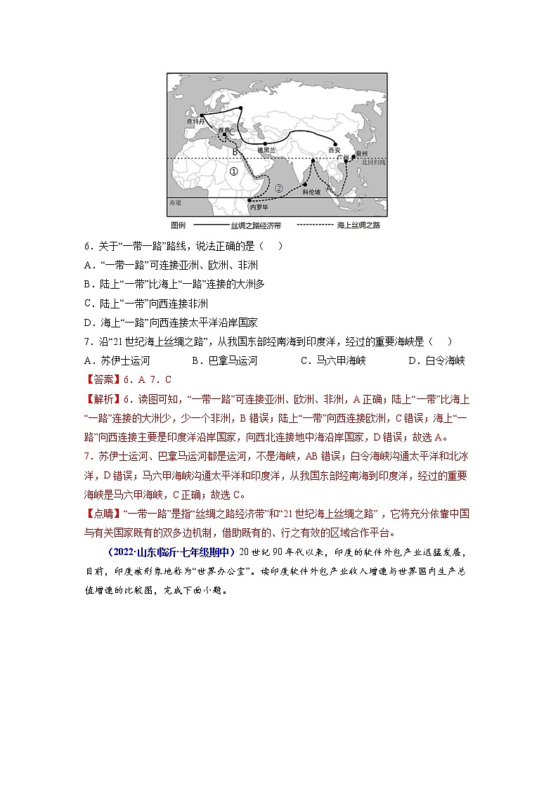 期末测试卷01-2021-2022学年七年级地理下学期期末考试好题汇编（人教版）（原卷+解析）03