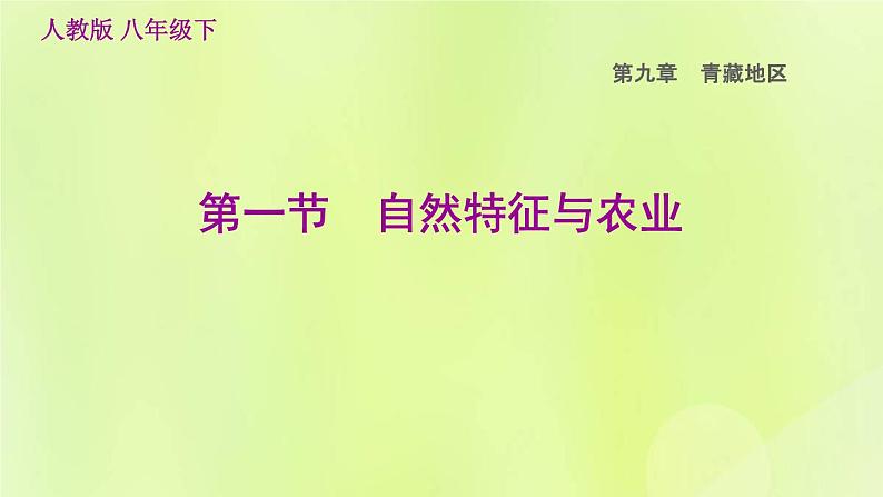 福建专用人教版八年级地理下册第9章青藏地区9.1自然特征与农业课件01