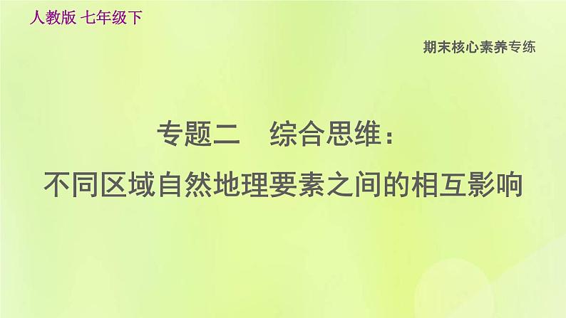 人教版七年级地理下册期末核心素养专练2综合思维：不同区域自然地理要素之间的相互影响习题课件01