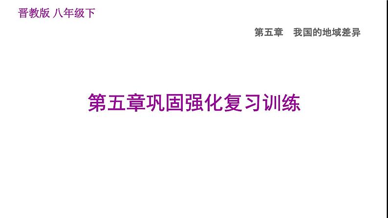 晋教版八年级地理下册第5章我国的地域差异巩固强化复习训练课件01