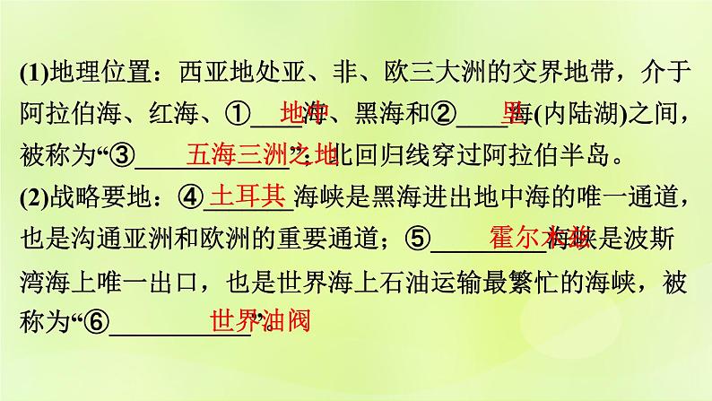 湘教版中考总复习11第7章了解地区课时2西亚基础知识梳理课件第3页