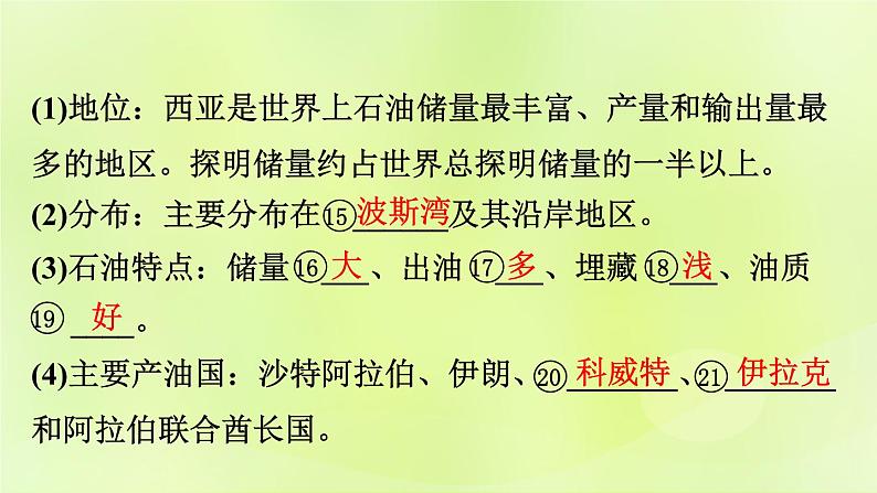 湘教版中考总复习11第7章了解地区课时2西亚基础知识梳理课件第8页