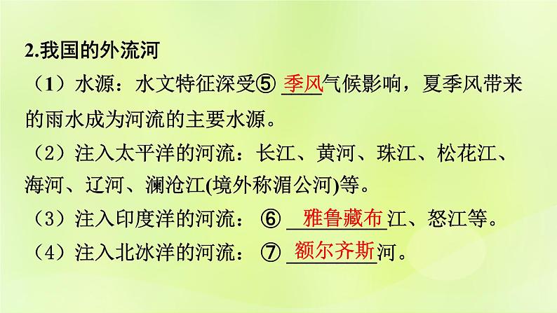 湘教版中考总复习21第2章中国的自然环境课时3中国的河流基础知识梳理课件06