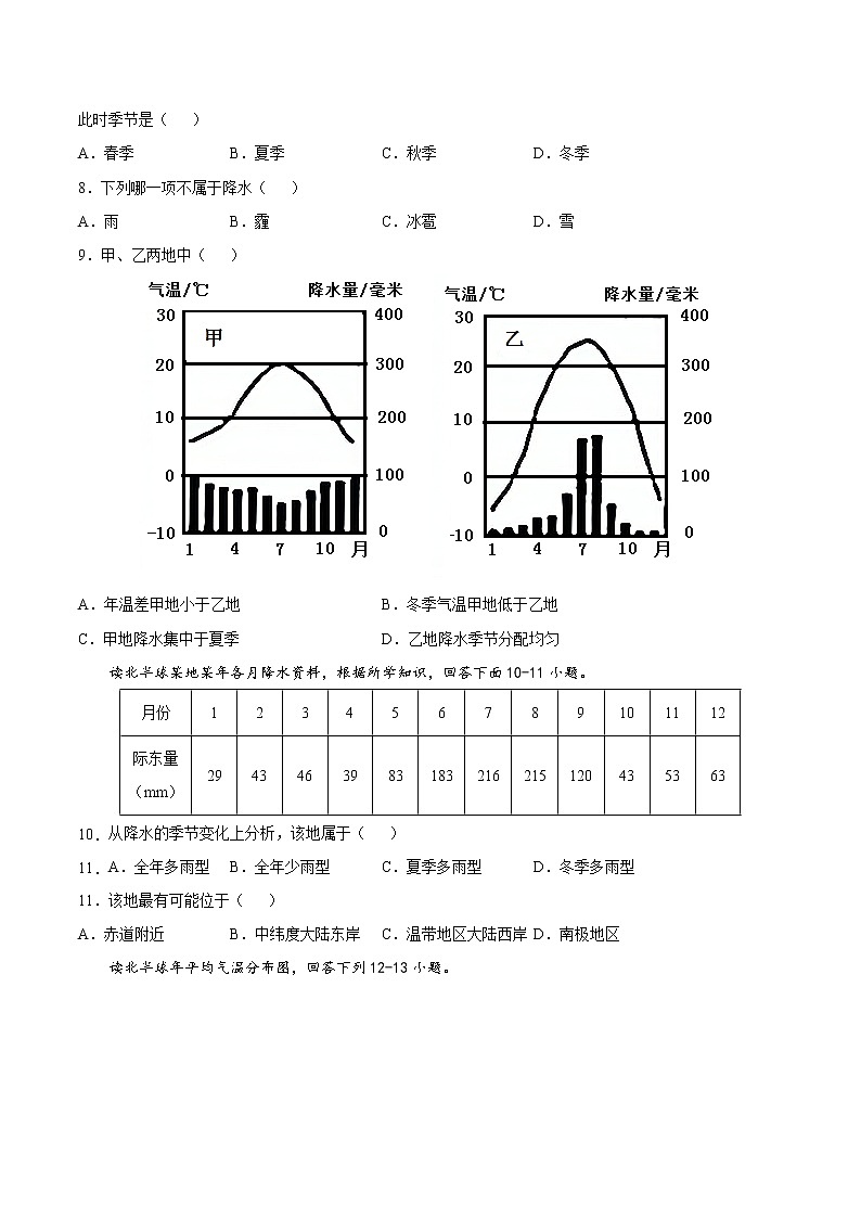 2.1  世界的气温和降水（精选练习）-2022-2023学年八年级地理上册同步备课系列（中图版）02
