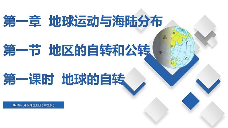 1.1地球的自转（第1课时）（精品课件）-2022-2023学年八年级地理上册同步备课系列（中图版）01