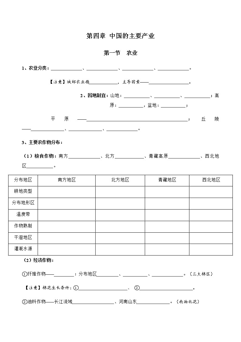 4.1农业（达标训练）-2022-2023学年八年级上册同步备课系列（湘教版）01