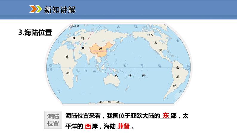 人教版地理八年级上册课件1.1.1优越的地理位置  海陆兼备的大国06