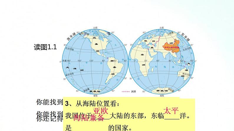 人教版地理八年级上册 1.1 疆域 课件04