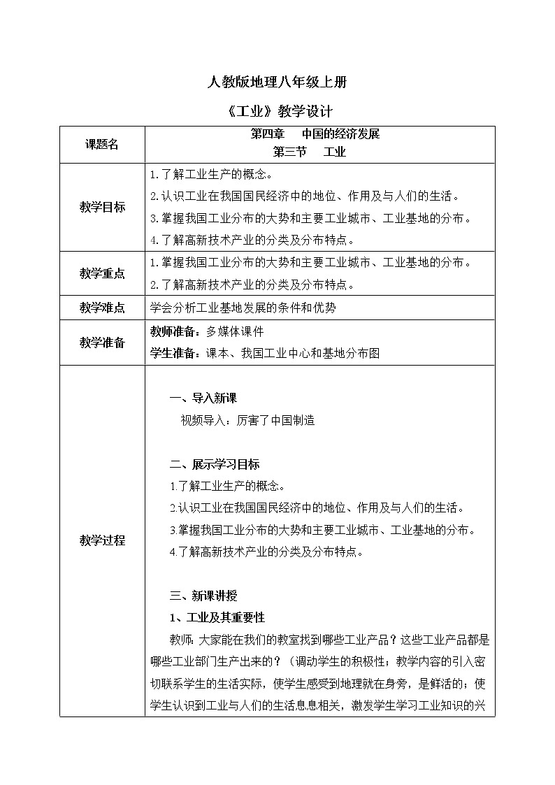 4.3《工业》课件PPT+教学设计01