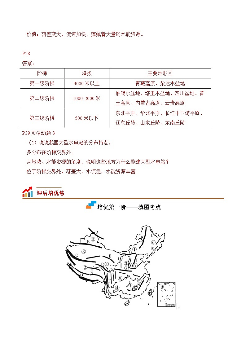 2.1+地形和地势-2022-2023学年八年级地理上册课后培优分级练（人教版）02