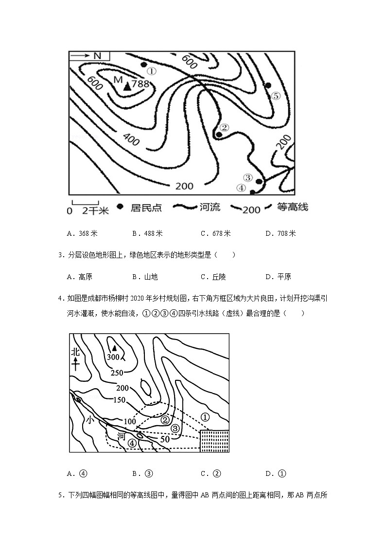 专题06 等高线与地形图的判读（解析版）-2022-2023学年地理七年级上册复习培优题典（粤人版）02