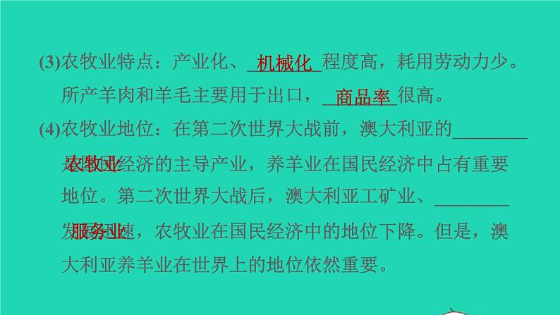 地理人教版七年级下册同步教学课件第8章东半球其他的国家和地区8.4澳大利亚习题07